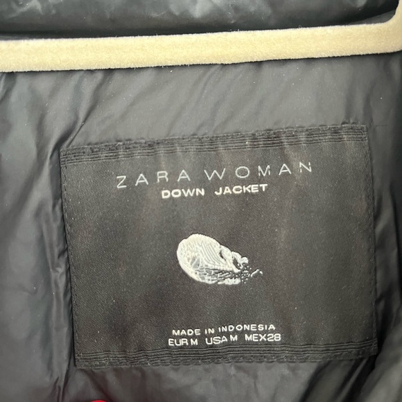 Zara Black Puffer Jacket Slim Fit Stand-Up Collar - Picture 2 of 2